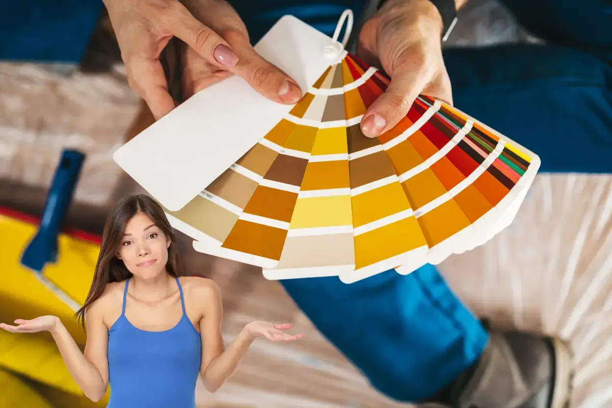 Imagem mostra sugestões de cores através de uma paleta de cores de tinta.