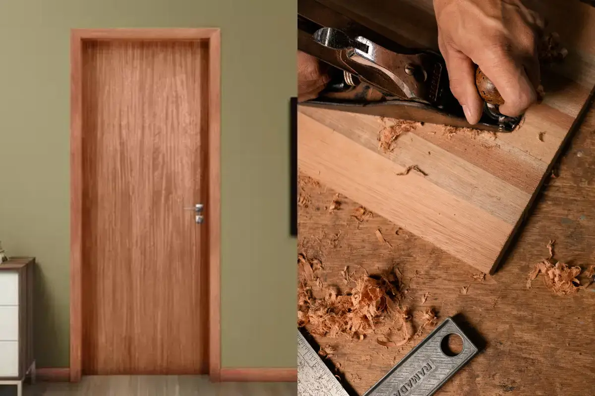 Imagem de exemplo de porta de madeira laminada e sua fabricação.