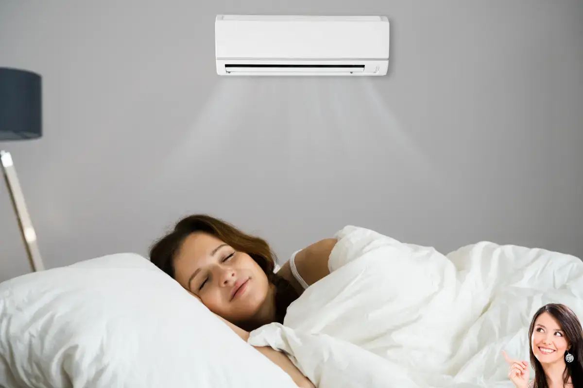 Imagem mostra mulher deitada em seu quarto climatizado com ar condicionada sem ruídos.