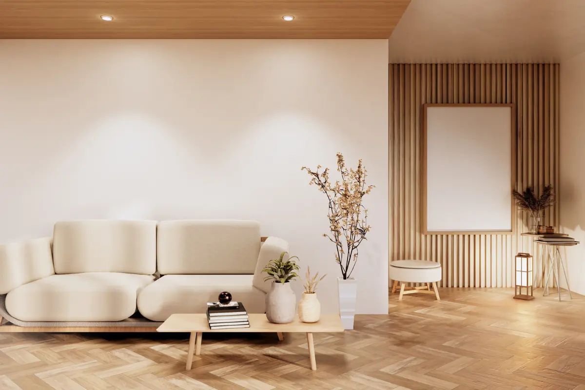 Quais são as características do estilo contemporâneo? Um espaço elegante e funcional com móveis de design limpo. Foto: Reprodução / Canva Pro.