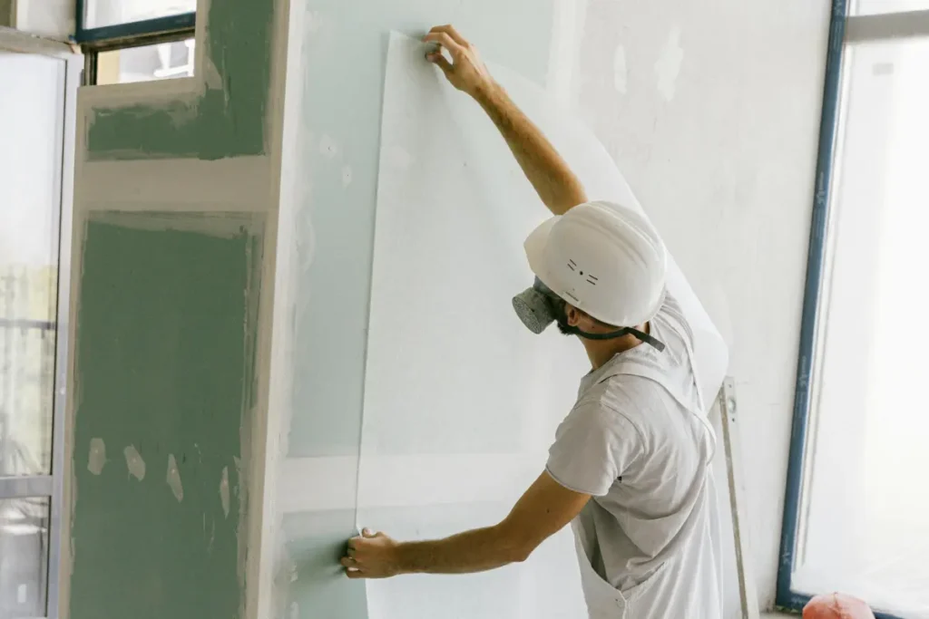Seu drywall está descolando das juntas? A fita de papel microperfurado deve ser bem fixada para evitar falhas no acabamento. Foto: Reprodução / Canva Pro.