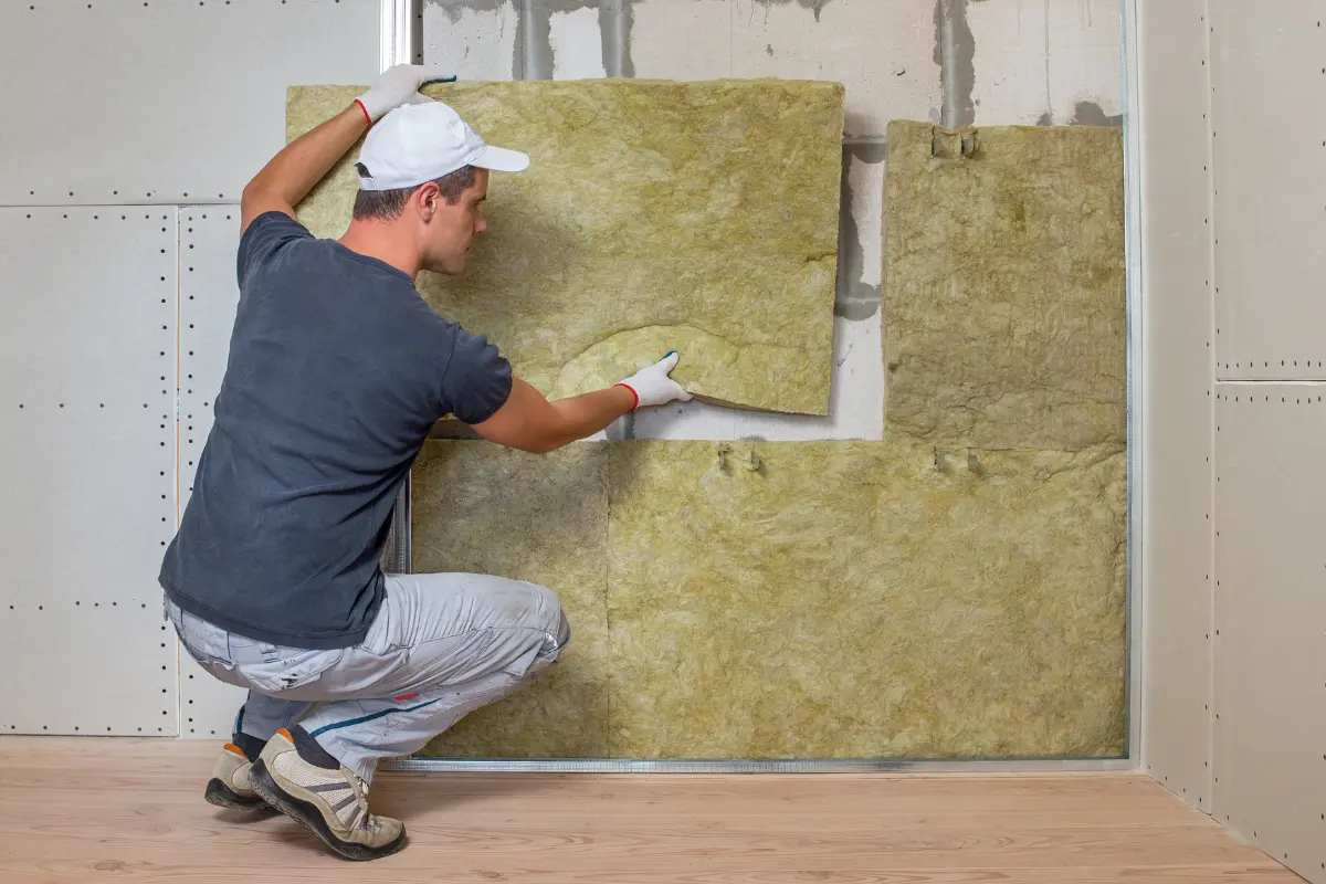 Seu drywall faz muito barulho? A aplicação de lã mineral entre as chapas de drywall melhora o desempenho acústico do ambiente. Foto: Reprodução / Canva Pro.