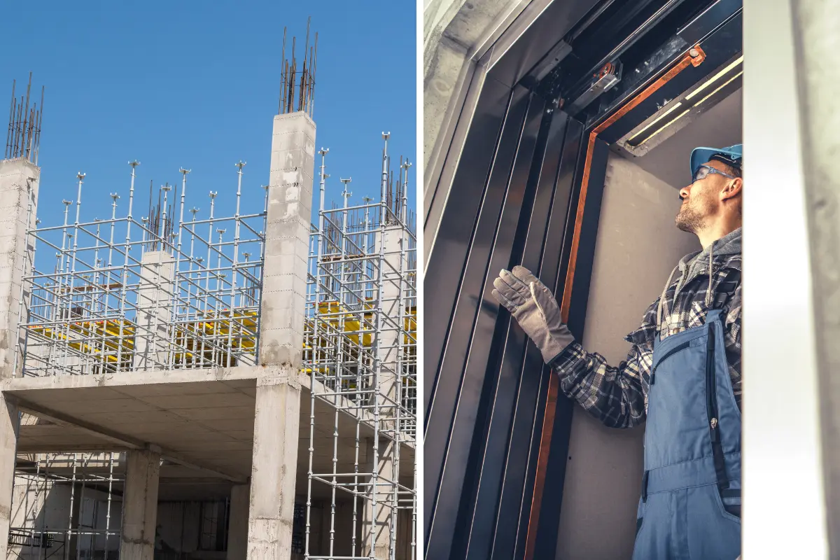 O que muda no projeto se o prédio tiver mais de três andares? Projetar acima do terceiro andar exige estrutura mais robusta e espaço técnico para elevadores. Foto: Reprodução / Canva Pro.