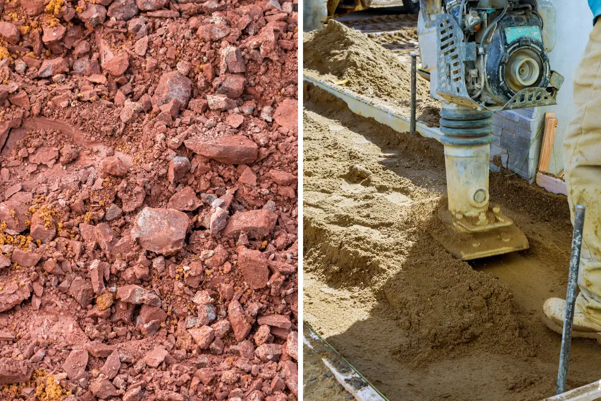 Solo ideal para construção. Visualização da diferença estrutural antes e depois da sondagem e correção do solo. Foto: Reprodução / Canva Pro.
